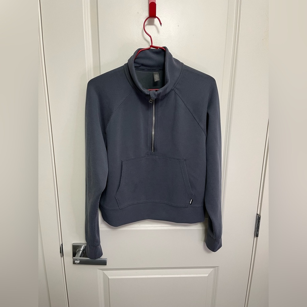 DKNY Sport Women's Dark Gray Half Zip Cropped Sweatshirt in size S